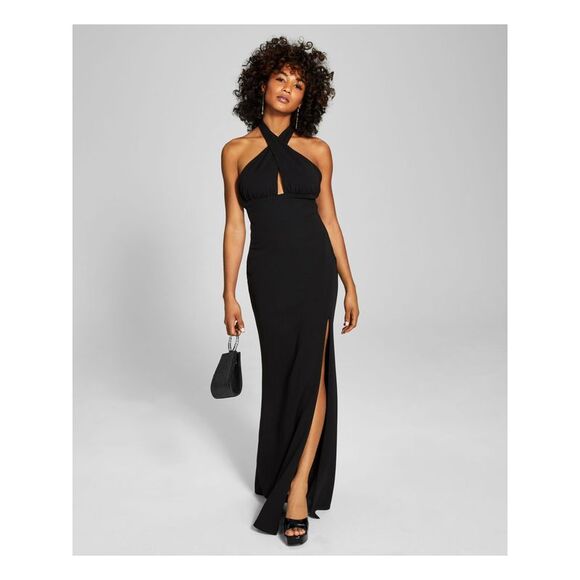 SPEECHLESS Womens Black Crisscross Open Back Sleeveless Maxi Dress 5 - Picture 1 of 4
